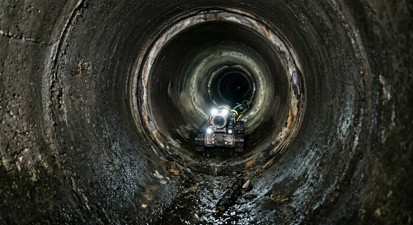 Robotic sewer camera inspecting pipe interior for Drain Snake Service in Lighthouse Point